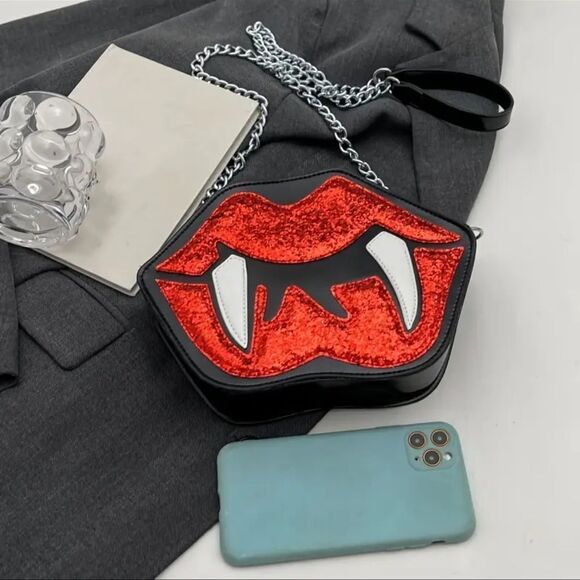 MISSLOOK Red and Black Crossbody Bag with Decorative Accents - Picture 7 of 9